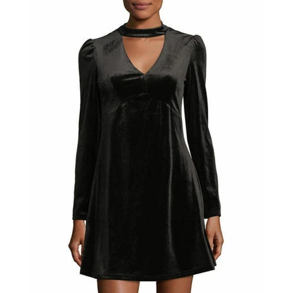 NWT Romeo & Juliet Small Couture Choker Cutout Neck Black Velvet Mini Dress $195